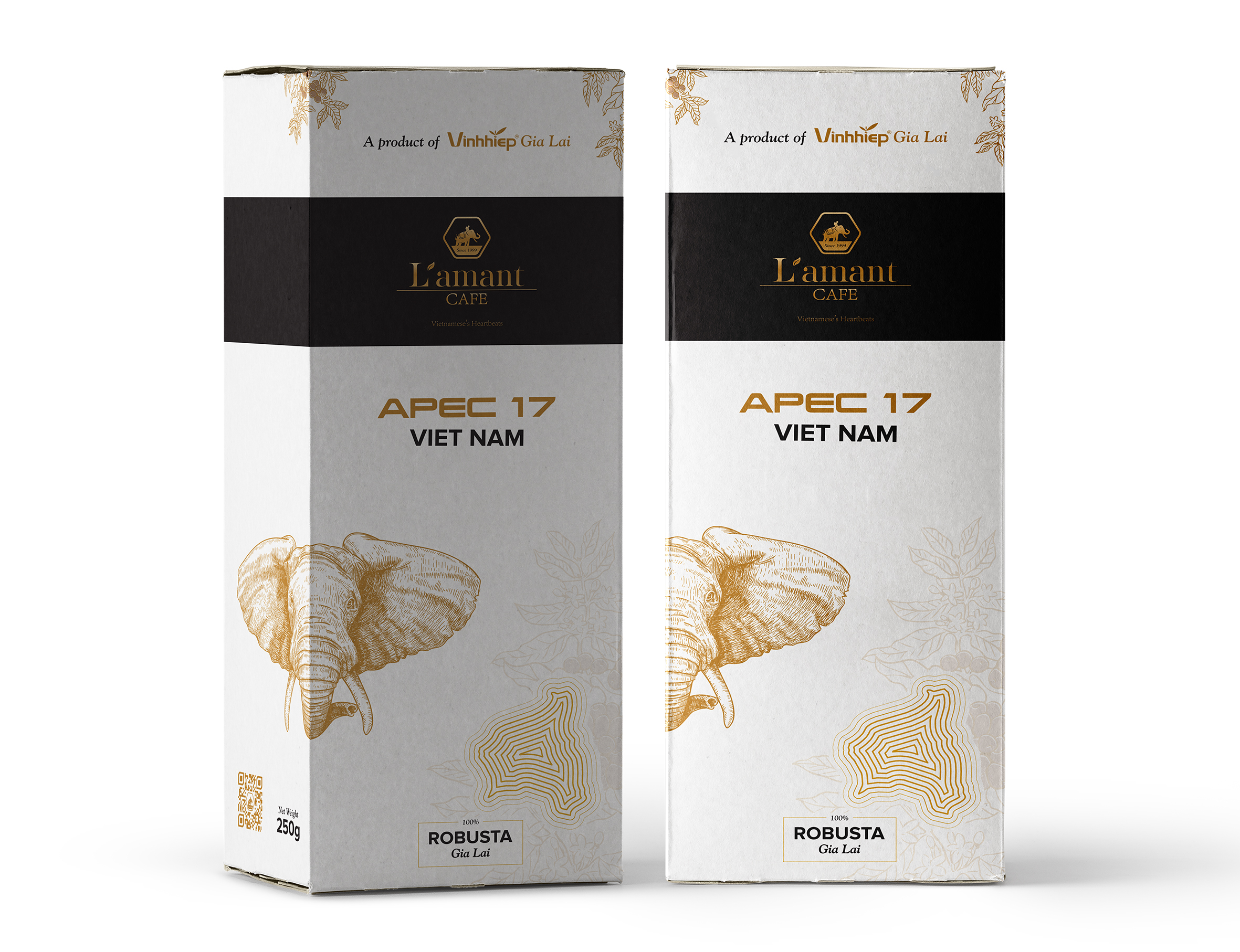 Cà phê rang xay L'amant APEC 2017 100% Robusta - Cà phê bột pha phin vị nguyên chất, mạnh mẽ túi 250gr