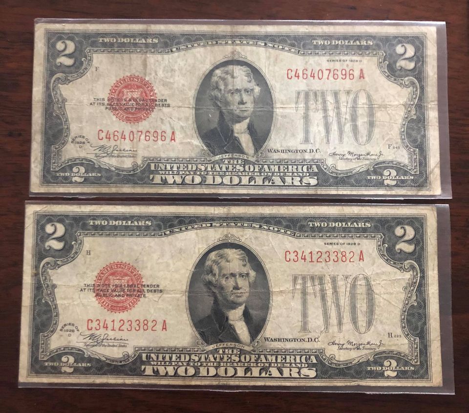 Tờ 2 dollars 1928, tiền cổ Mỹ gần 100 năm tuổi sưu tầm