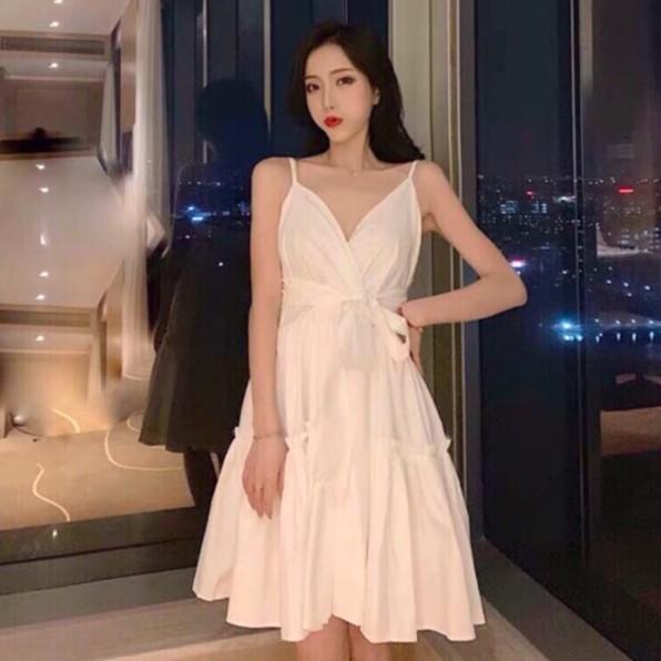 Váy 2 dây thắt nơ dáng xoè_đầm công chúa