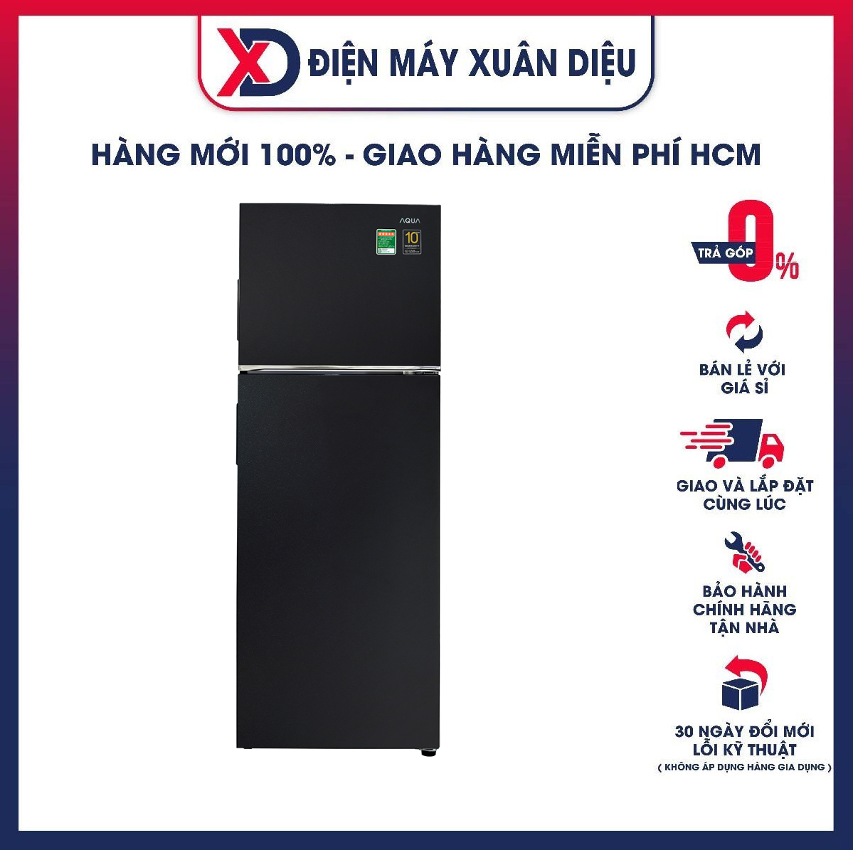 Tủ lạnh Aqua Inverter 283 lít AQR-T299FA(FB) - Chỉ giao HCM