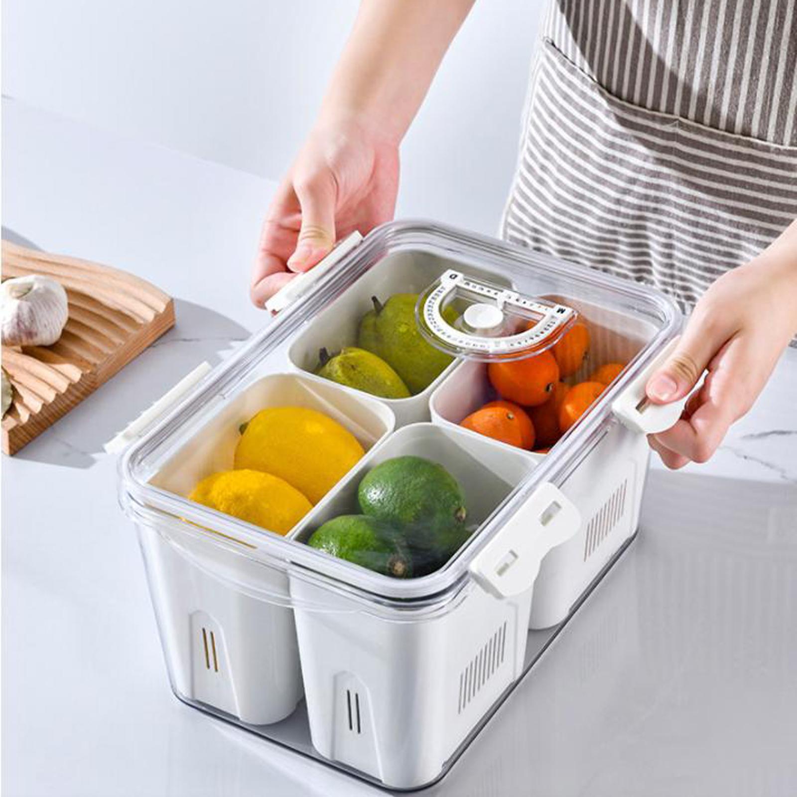 Refrigerator Storage Box Colander Bin Fridge Organizer Stackable Container White