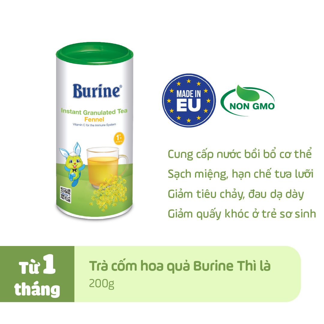 Trà cốm hoa quả Burine (HiPP) dinh dưỡng dành cho bé - Vị Thì Là giúp hạn chế tưa lưỡi, hỗ trợ tiêu hoá, kháng khuẩn và chống oxy hoá (Không dành cho trẻ dưới 1 tháng tuổi)