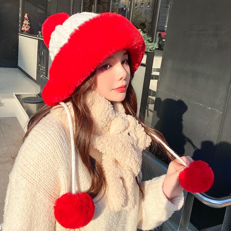 Len Mới Thời Trang Dễ Thương Pompoms Mùa Đông Nón Nữ Nga Nón Nữ Dày Ấm Nga Mũ Lông Thú Nữ Dệt Kim Trượt Tuyết Earflap mũ Lưỡi Trai