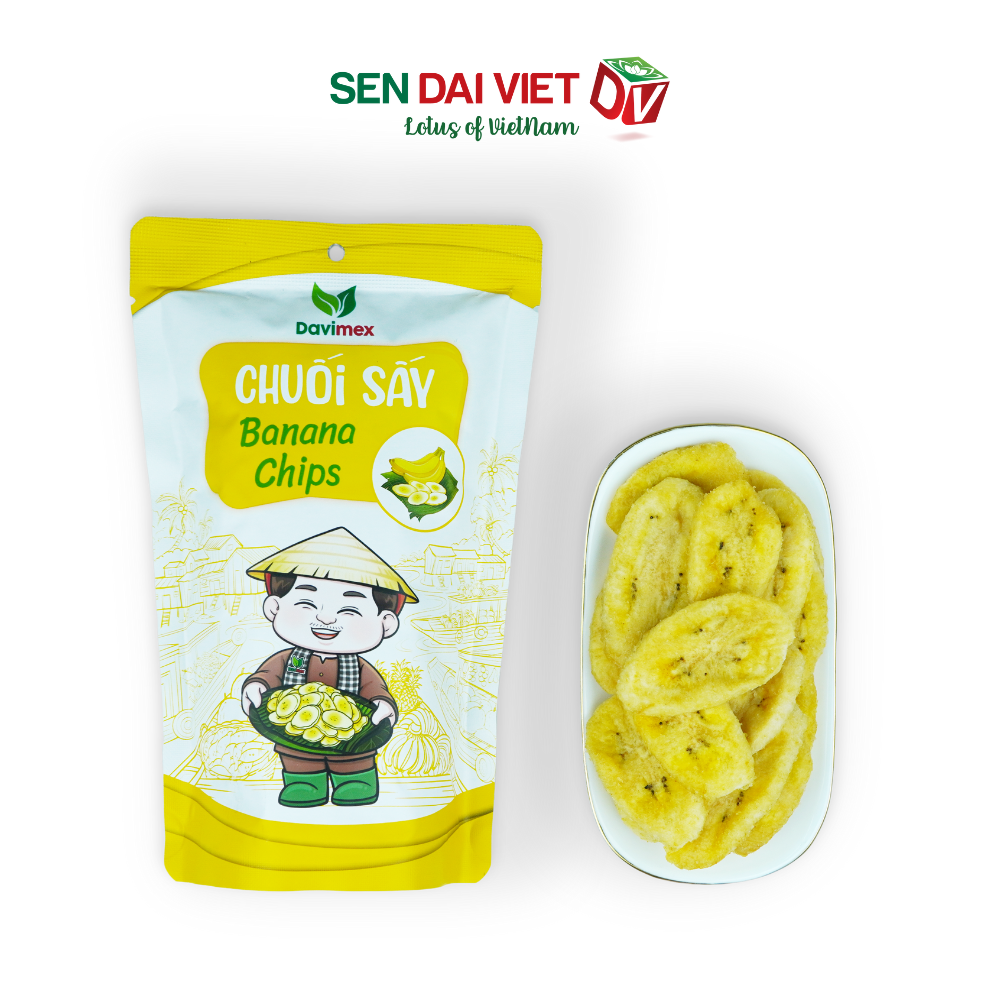 Chuối Sấy Giòn- Vị Ngọt Tự Nhiên, Giòn Tan Tuyệt Đối, Thơm Ngon Tuyệt Vời, ĐV- Sen Đại Việt- Gói 50g- Date Mới Nhất