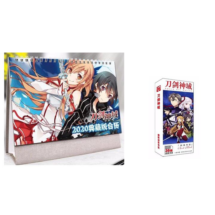 Combo 2 món anime SWORD ART ONLINE gồm quyển lịch kèm hộp ảnh bookmark