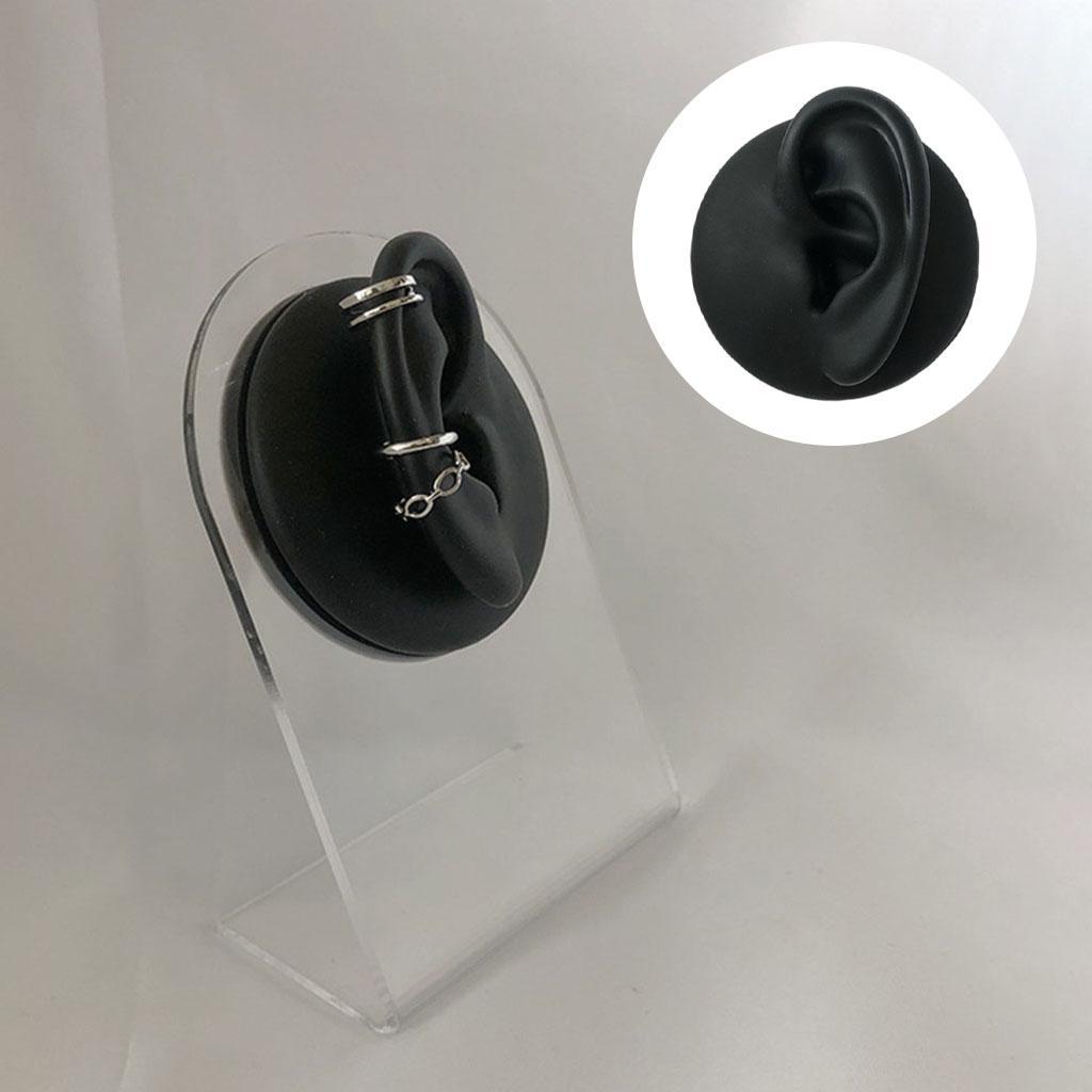 Simulation Ear Model Silicone for Jewelry Display Sleep Left Ear Black