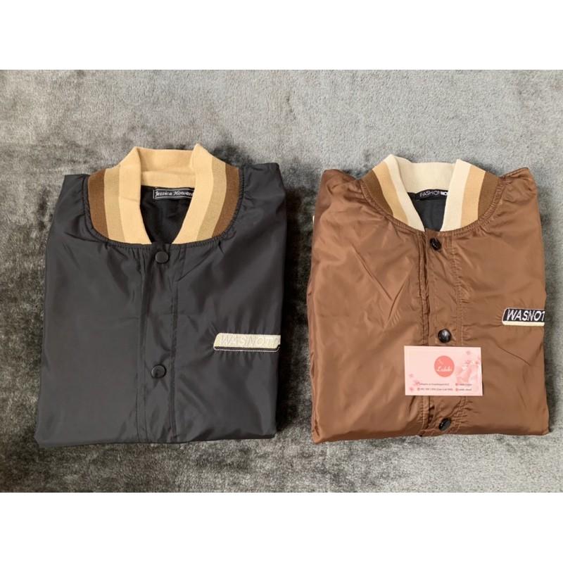 Áo Khoác Dù Hai Lớp Unisex, Áo Jacket Bomber Form Rộng Wasnotp 2 Màu Đen Nâu Nam Nữ Ulzzang,