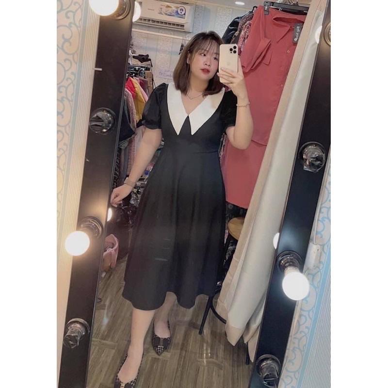Đầm cổ sơ mi thanh lịch bigsize 60-90kg có mẫu chụp thật