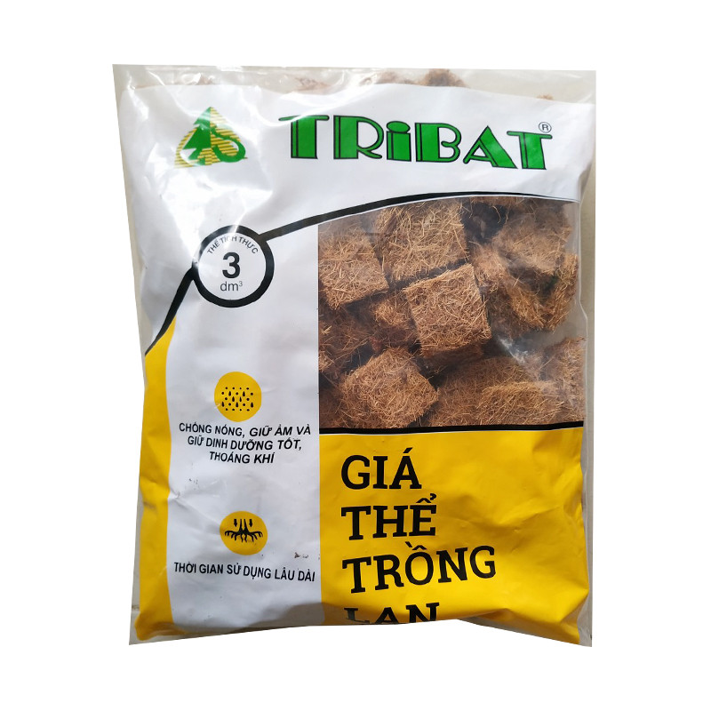 Xơ dừa miếng TRIBAT trồng lan, giữ ẩm, dinh dưỡng tốt - 200g