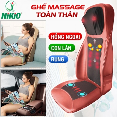 Đệm, Ghế massage Toàn Thân Nikio NK-180 - Máy Mát Xa Lưng, Cổ Vai Gáy, Xoa Bóp Dây Ấn Chuyên Sâu Bằng Con Lăn 3D, Kết Hợp Rung Và Sưởi Tân Tiến - Cải Thiện Đau Mỏi Toàn Thân, Sử Dụng Được Trên Ô Tô - Màu đỏ