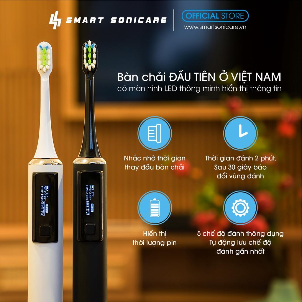 Bàn chải đánh răng điện Việt Nam Smart Sonicare SS-01- ĐEN NHÁM - Công Nghệ Sóng Âm, Chải Sạch Mảng Bám gấp 10 lần