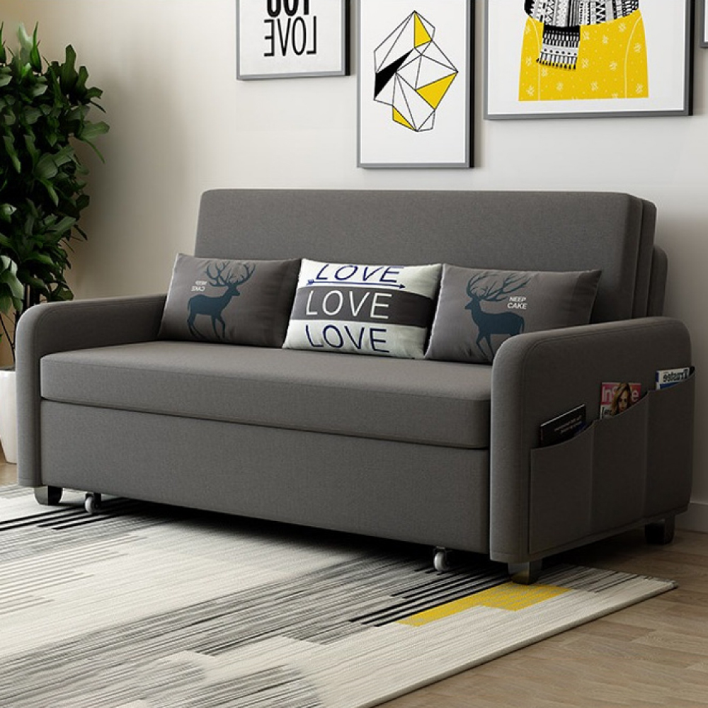 Sofa giường thông minh, A2671 dài 192cm x rộng 190cm x cao 38cm, giường khung thép có ngăn chứa đồ phía dưới, đệm bọt biển cao cấp có thể tháo rời, giường sofa đa năng tặng kèm 3 gối