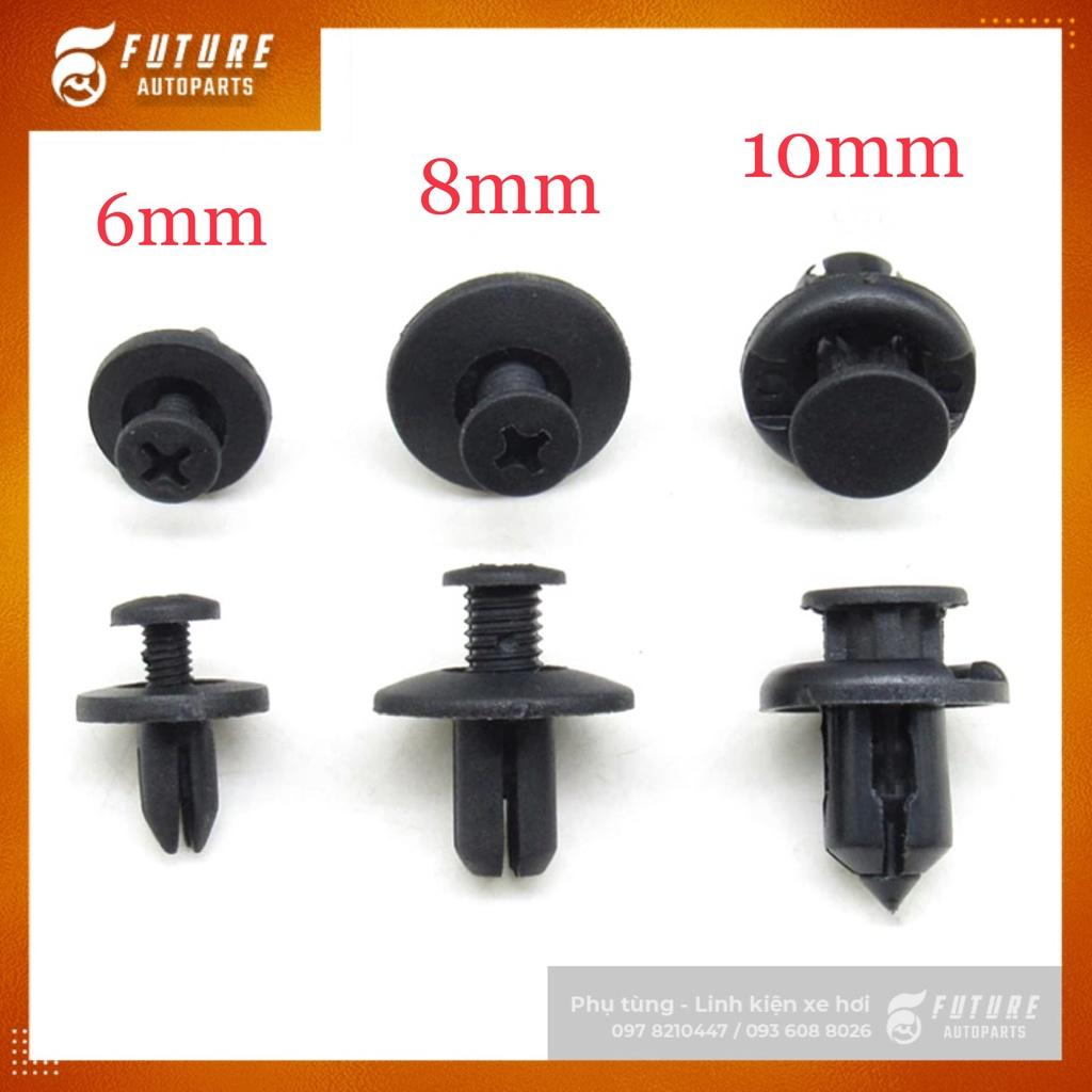 Bộ vít nở, chốt nhựa 6mm/8mm/10mm thông dụng phù hợp cho cản, chắn bùn xe hơi 