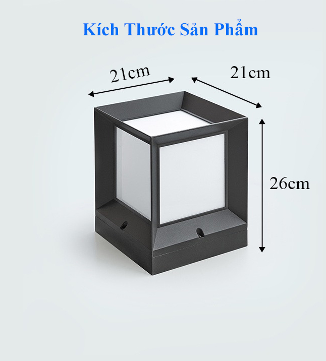 Đèn Sân Vườn Ngoài Trời LT-049 - Trụ Cổng Cột Đèn Hàng Rào Mái Hiên Chống Nước Cao Cấp Decor Vintage - Size 21cm - Có Video