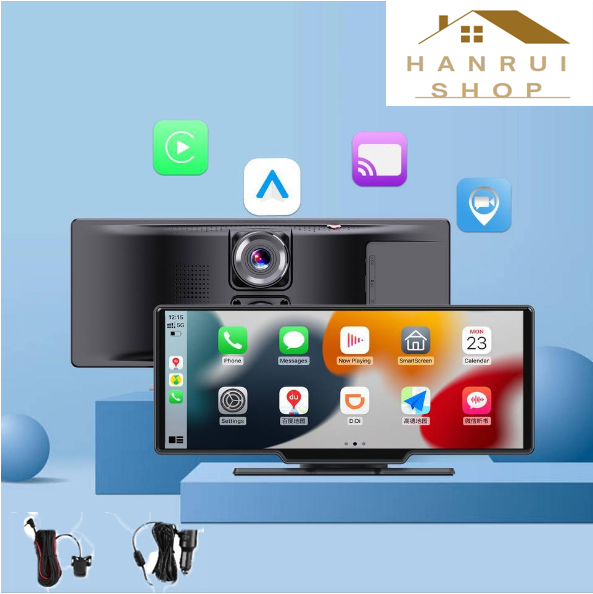 Màn Hình Ô Tô Android 4K hỗ trợ Carplay Tiếng Việt chỉ đường tích hợp Camera hành trình trước sau 1080p