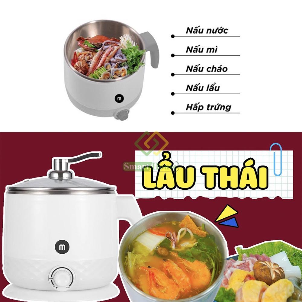 Ca Nấu Mì Nấu Lẩu, Nướng, Hấp,Luộc, Chiên Đa Năng Tiện Lợi Mishio 600W Inox Không Gỉ 304 Giữ Nhiệt Lâu, Bền - Hàng Chính Hãng