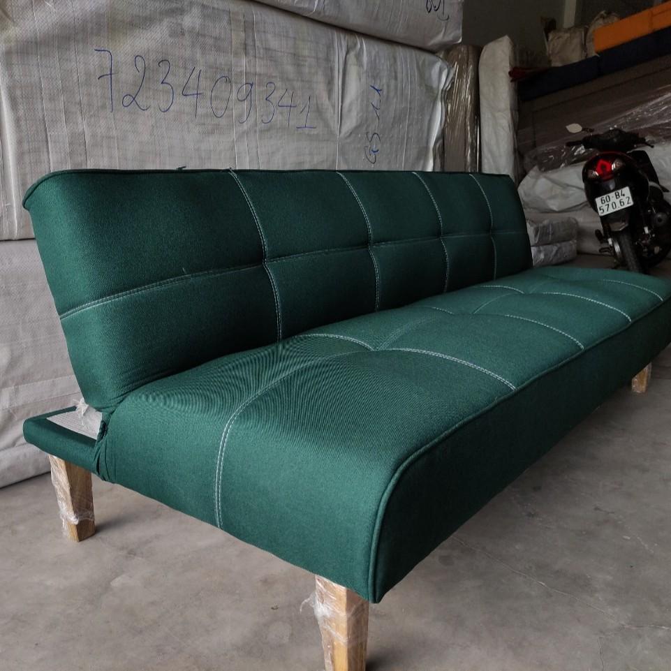 Sofa bed. Ghế giường thông minh. Kích thước 170 x 86 x 38 cm. Màu xanh . Loại 6 chân gỗ