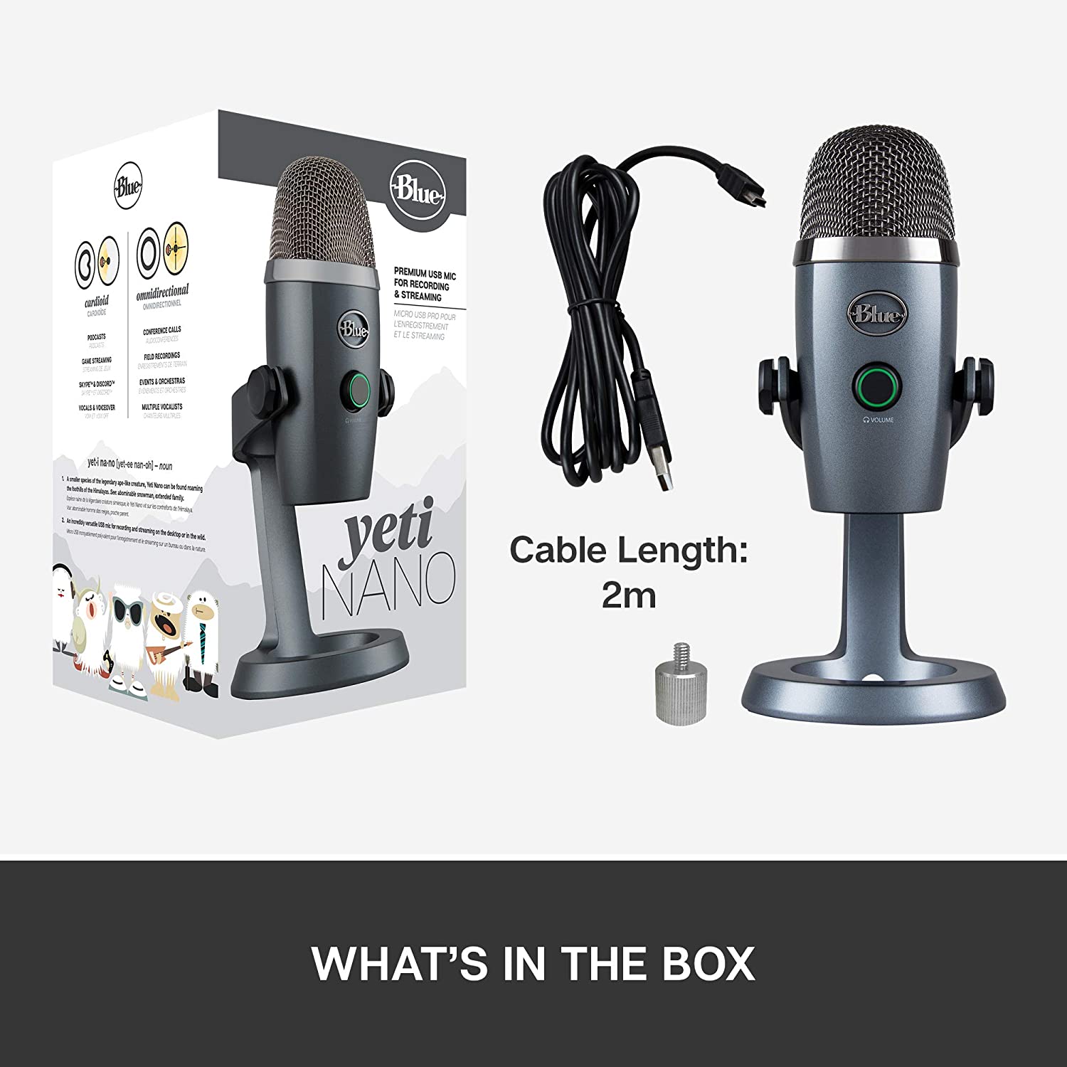 Micro thu âm Blue Yeti Nano-USB Microphone. Model 988-000088. Hàng nhập khẩu mới 100%