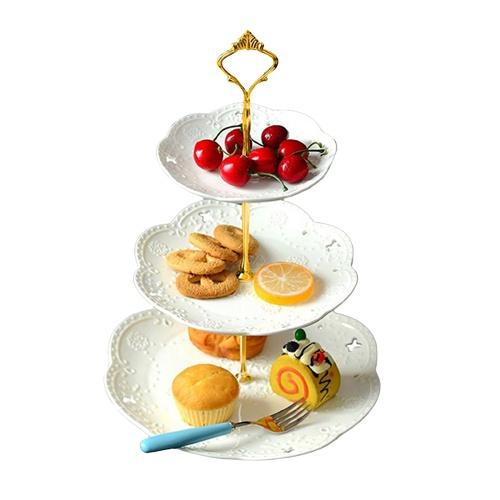 Khay Kệ Đựng Trái Cây Đựng Bánh 3 Tầng Hình Tròn Hình Vuông Sang Trọng