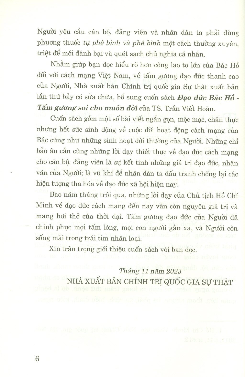 Đạo Đức Bác Hồ – Tấm Gương Soi Cho Muôn Đời (Xuất Bản Lần Thứ 7, Có Sửa Chữa, Bổ Sung)