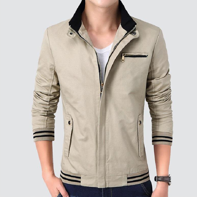 Men's Korean Slim Lightweight Jacket Cotton Youth Stand Collar Coat