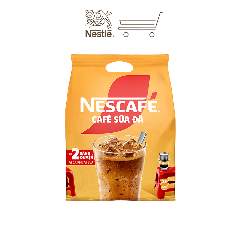 [Tặng Bộ 3 ly thủy tinh cao cấp NESCAFE] Combo 2 Bịch Cà Phê Sữa NESCAFE - Bịch 25 gói
