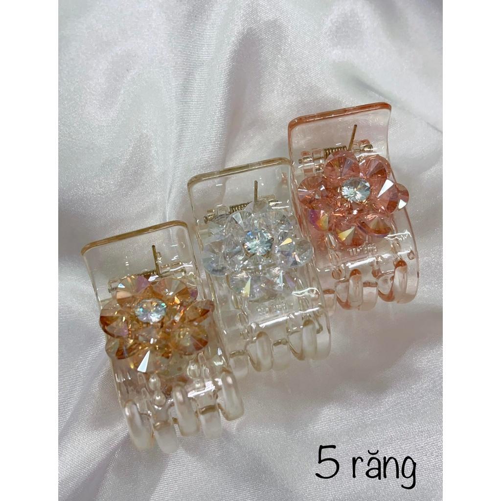 Kẹp tóc càng cua 3 - 5 răng hoa đính đá pha lê sang trọng