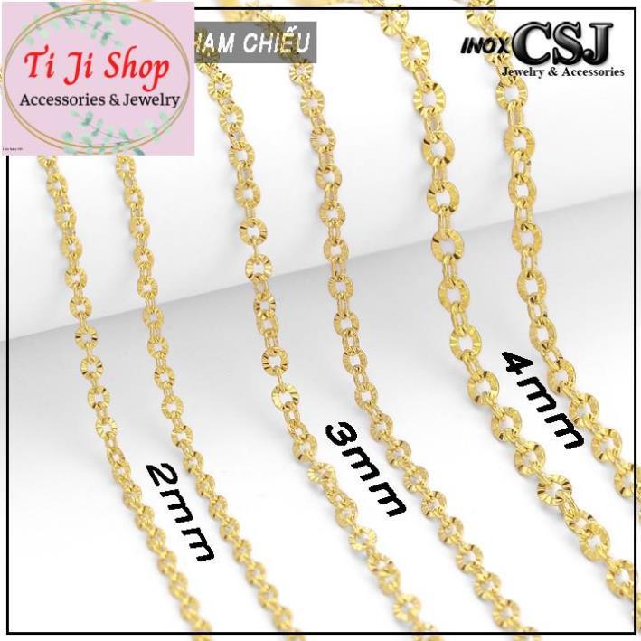 DÂY CHUYỀN CHỮ CONG INOX MẠ VÀNG CHẠM CHIẾU D - siêu đẹp,