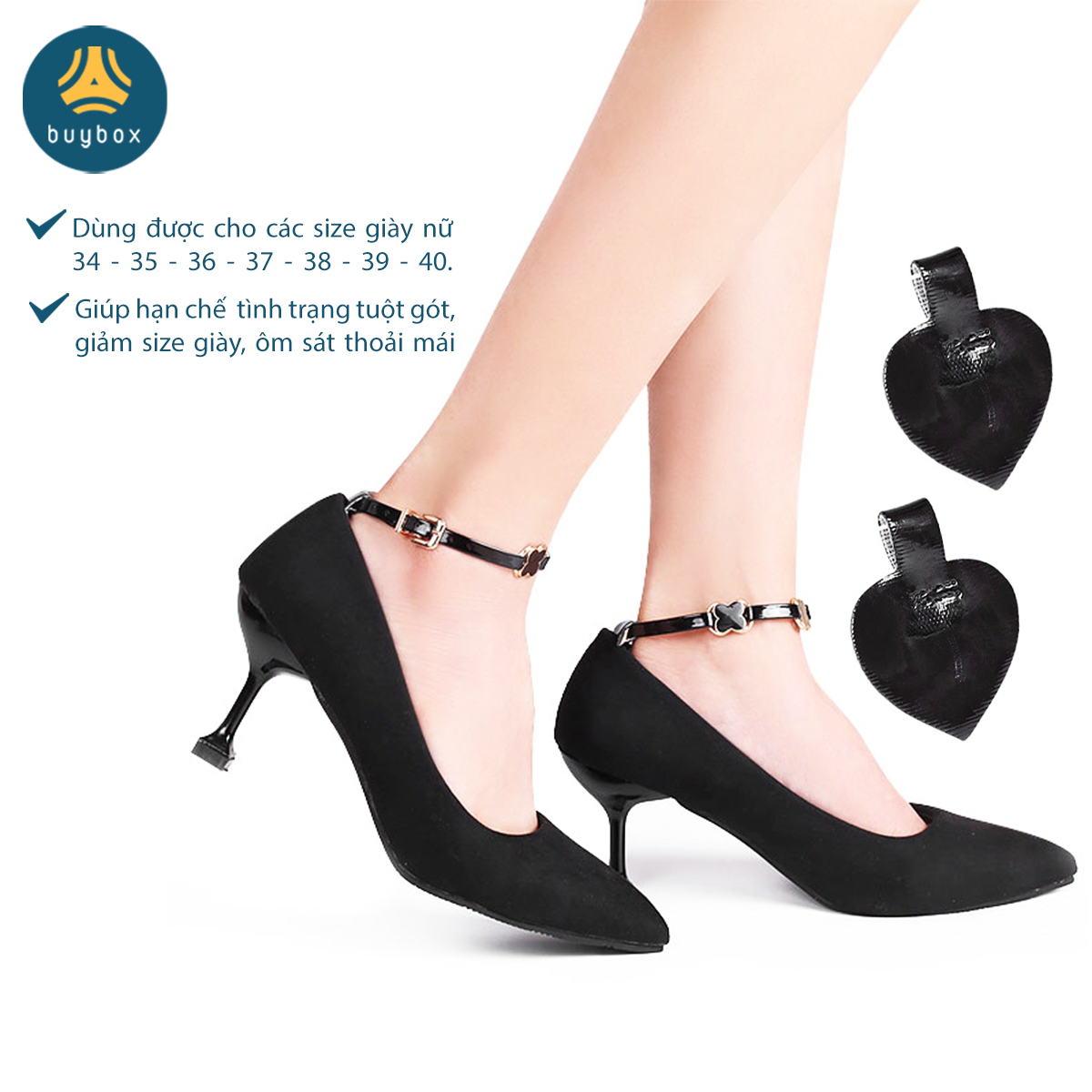 Quai giày chống tuột gót có phụ kiện, chất liệu da PU êm chân, dùng khi mang giày cao gót, không gây đau chân - BuyBox - BBPK343