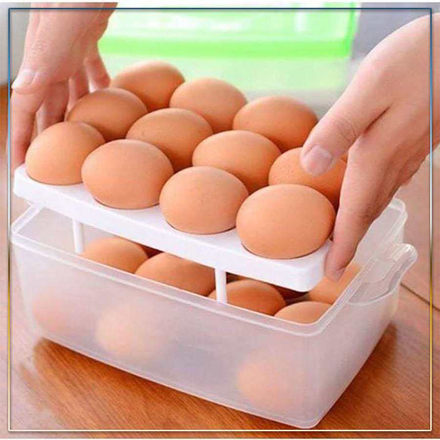 Hộp đựng trứng 24 quả có nắp đậy trong suốt nhựa Việt Khay bảo quản trứng tủ lạnh