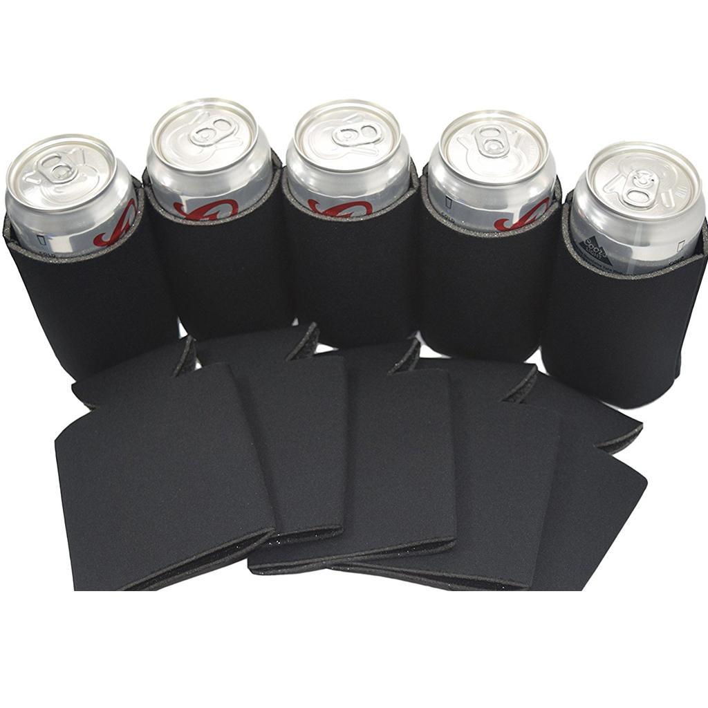 2 Pieces Classic Neoprene Insulated Beer Can Cooler Soda Sleeve Covers Wraps Black