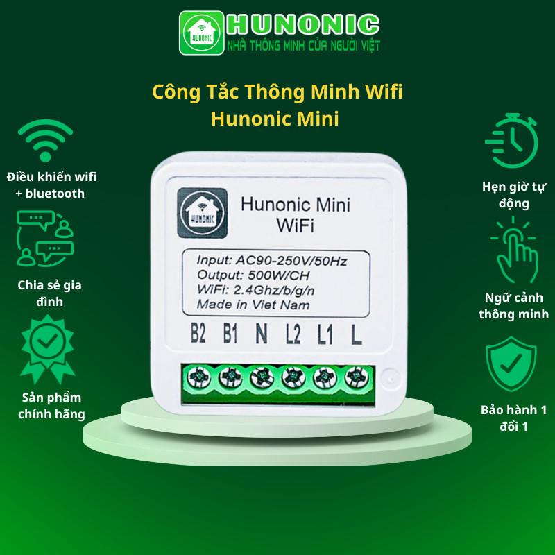 Công Tắc Thông Minh Wifi Hunonic Mini Điều Khiển Từ Xa Qua Điện Thoại, Hẹn Giờ Tự Động