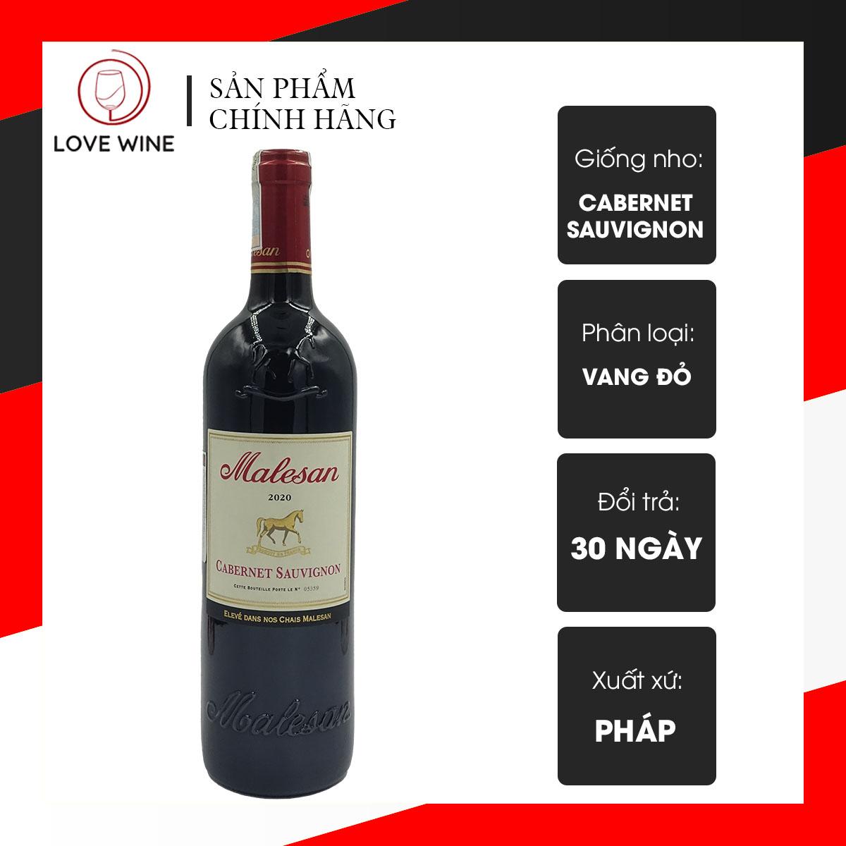 Rượu vang đỏ Pháp Malesan Cabernet Sauvignon 2020