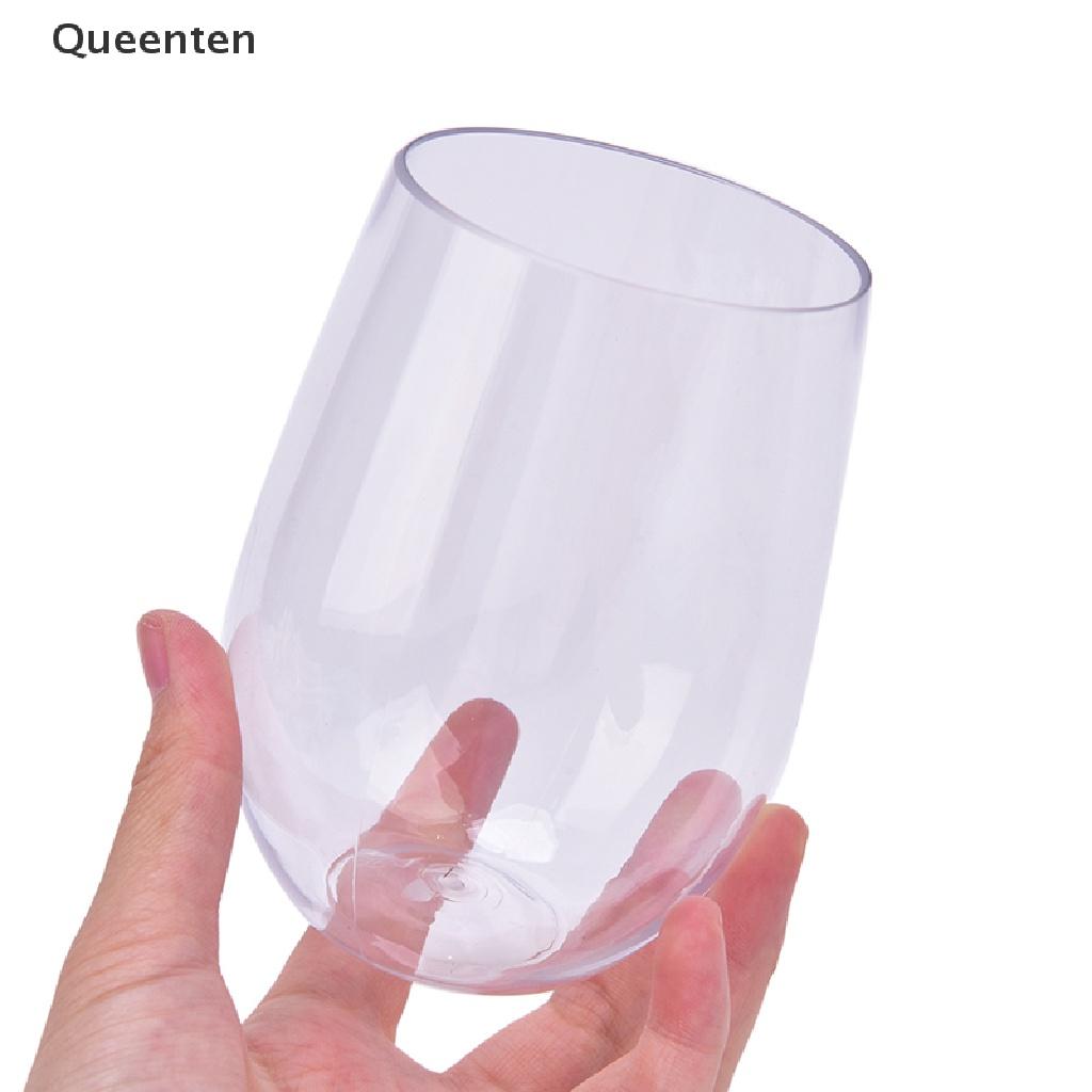 Queenten 4 Pcs Unbreakable Wine Glasses Shatterproof Plastic Glass Safe Reusable Beer Cup QT