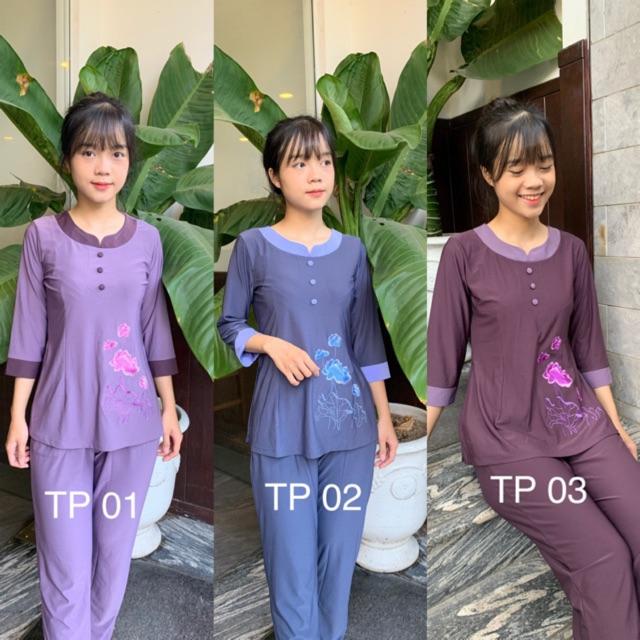 Đồ đi chùa _ thun phối hoa thêu