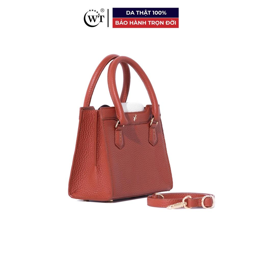 Túi Xách Nữ Da Bò Có Quai Đeo Cao Cấp Màu Đen, Cam WT Leather CHARLOTTE