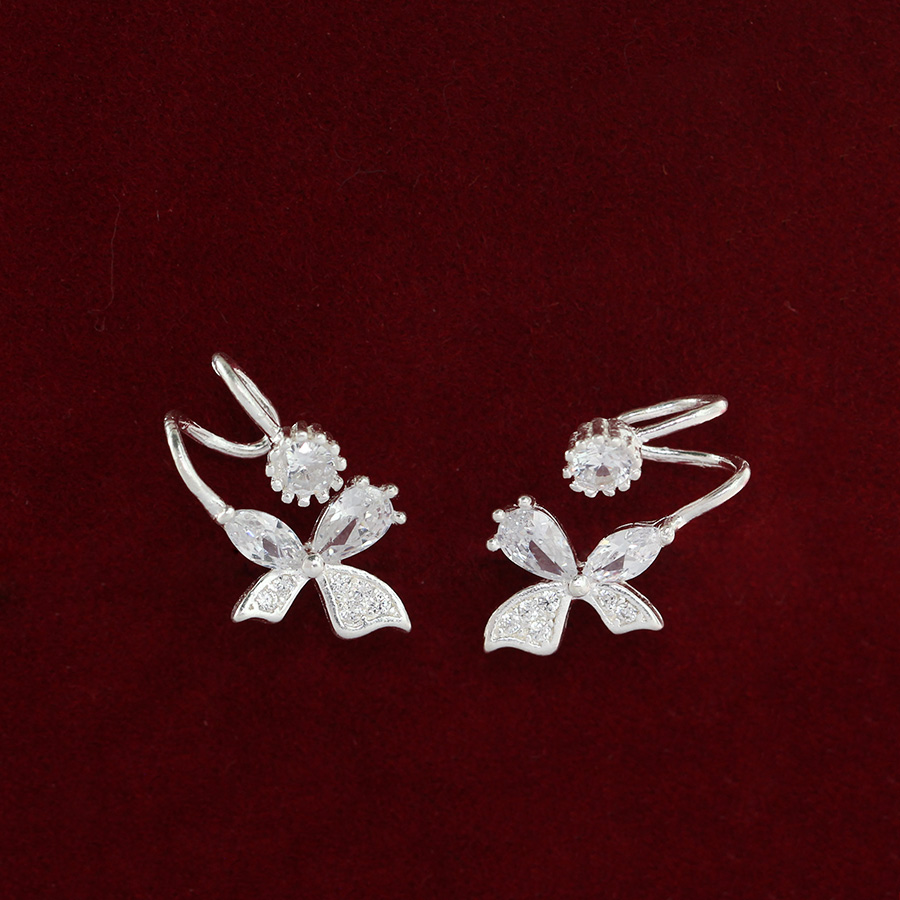 Bông tai nữ bạc 925 - Khuyên tai bạc nữ đẹp đính đá hình cánh bướm BTN0083