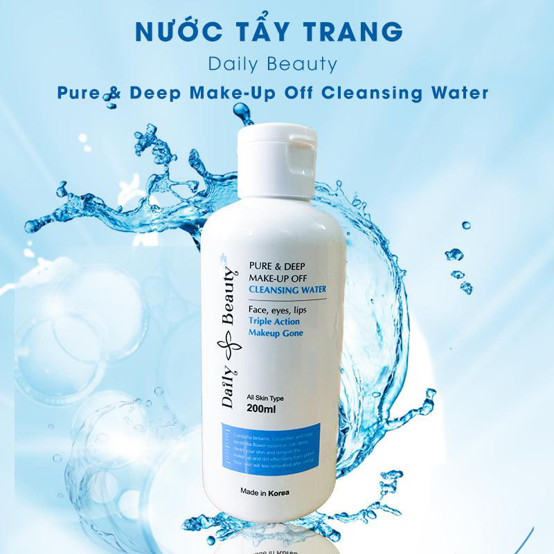 Nước tẩy trang Daily Beauty Pure &amp; Deep Make-up Off Cleansing Water R&amp;B xuất xứ LB Cosmetic Hàn Quốc, chiết xuất 100% tự nhiên, tẩy sạch bụi bẩn, bã nhờn, dầu thừa, và lớp trang điểm, làm da sạch sâu mạnh mẽ, dịu nhẹ với mọi loại da, 120ml