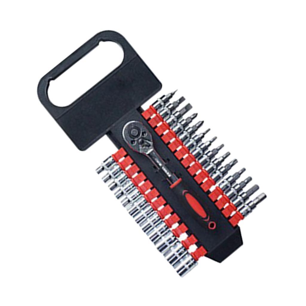 Ratcheting Socket Wrench Set - Quick Release Reversible Ratchet - Motor Repair Tools Combination Suit