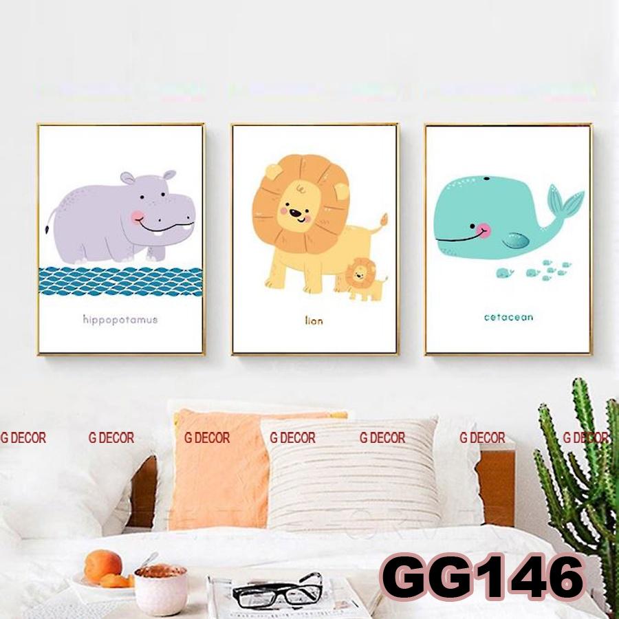 Tranh treo tường canvas 3 bức phong cách hiện đại Bắc Âu 117, tranh siêu nhân trang trí phòng cho bé, phòng khách, spa