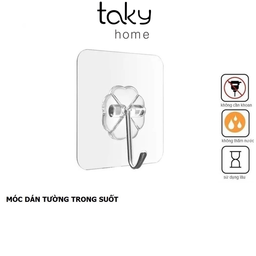 Móc Dán Tường Trong Suốt, Treo Đồ Dùng Tiện Dụng Đa Năng Trong Gia Đình, Móc Dính Tường Siêu Dính, Giá Rẻ, Taky Home 2213