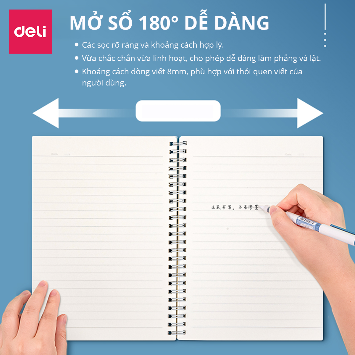Sổ Tay Lò Xo A5 B5 80gsm Gáy Xoắn 100 Trang Kẻ Ngang Bìa Trong Suốt Deli - Phù Hợp Làm Sổ Kế Hoạch Planner, Nhật Kí, Tập Vở Ghi Chép Bullet Journal - VLPA550 VLPB550