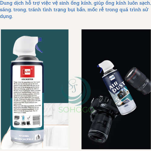 Chai xịt vệ sinh máy ảnh, bàn phím, bo mạch máy tính 450ML- Bình xịt khí nén đa năng dùng cho máy quay, ống kính, điện thoại...- Hàng nhập khẩu