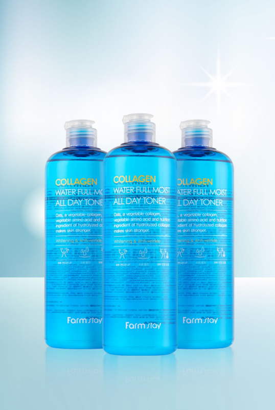 Nước hoa hồng collagen _ Farmstay Collagen Water Full Moist All Day Toner 500ml