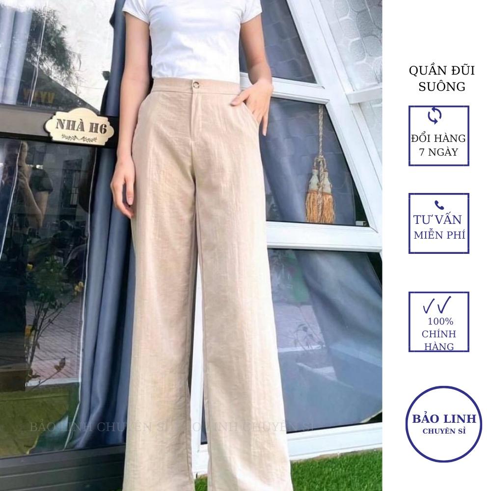 Quần đũi ống rộng nữ dài 100cm cạp lưng cao khóa thật lưng chun- mặc lên dáng suông đứng sang trọng
