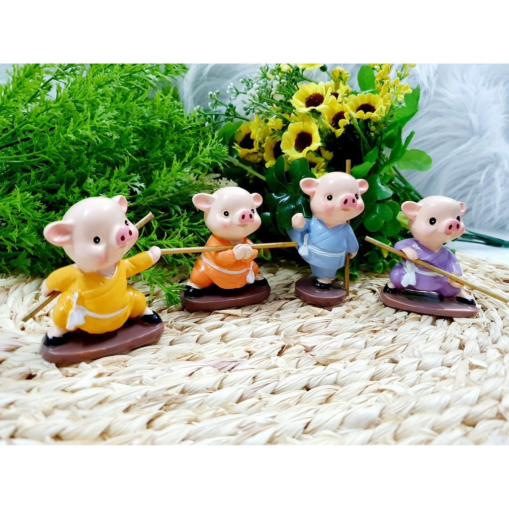 Bộ 4 tượng Heo múa gậy tuyệt đẹp