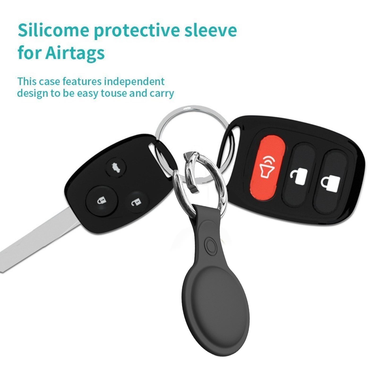 Silicone Case Sleeve for Apple AirTags with Anti-Lost Keychain Ring