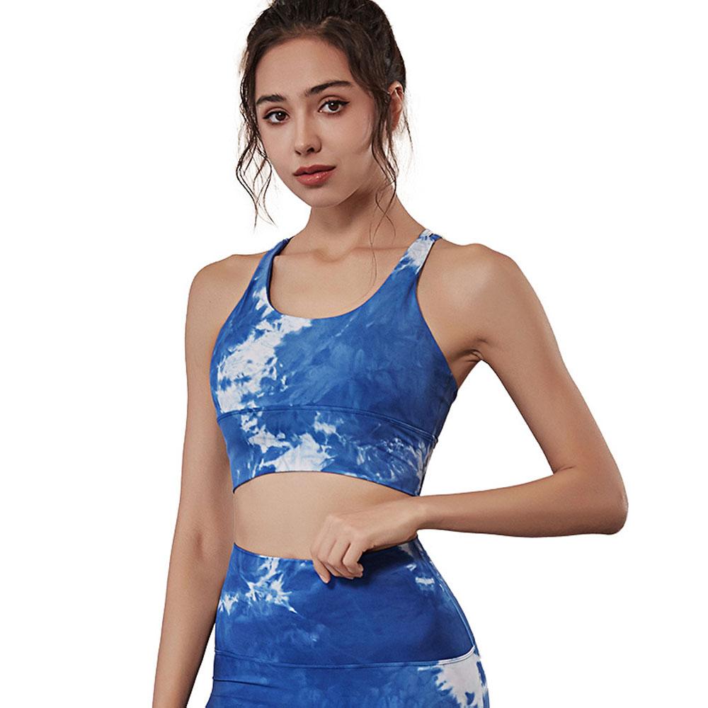 Tie Dye Sexy Trở Lại Stretchy Phòng Tập Thể Dục Yoga Thể Thao Áo Ngực Phụ Nữ Đẩy Up Breathable Thể Dục Tập Thể Dục Áo Ngực Thể Thao Thể Thao Yếm Crop hàng Đầu