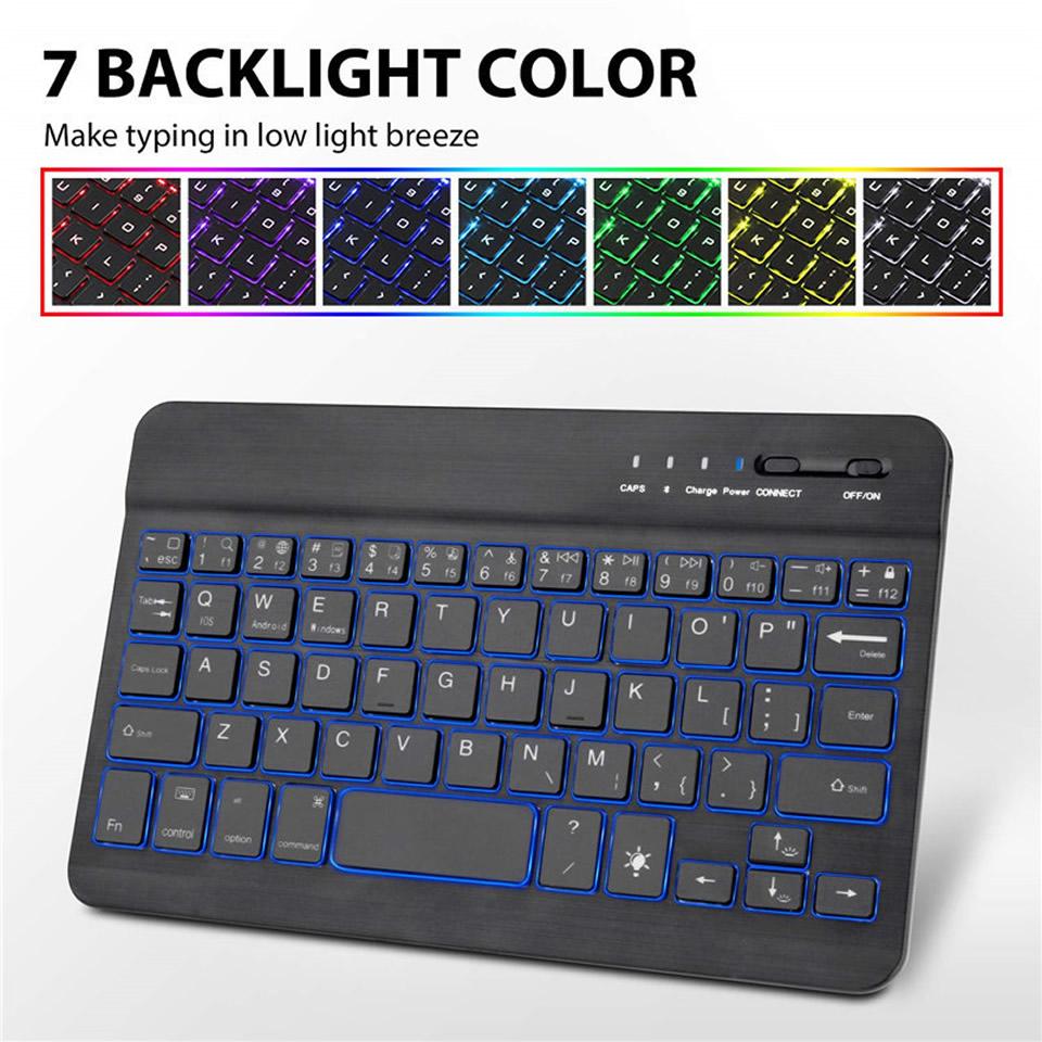 HKXA RGB Bàn Phím Bluetooth Và Chuột Nga Spainish Không Dây Bàn Phím Chuột Combo Sạc RGB Cho Ipad Laptop