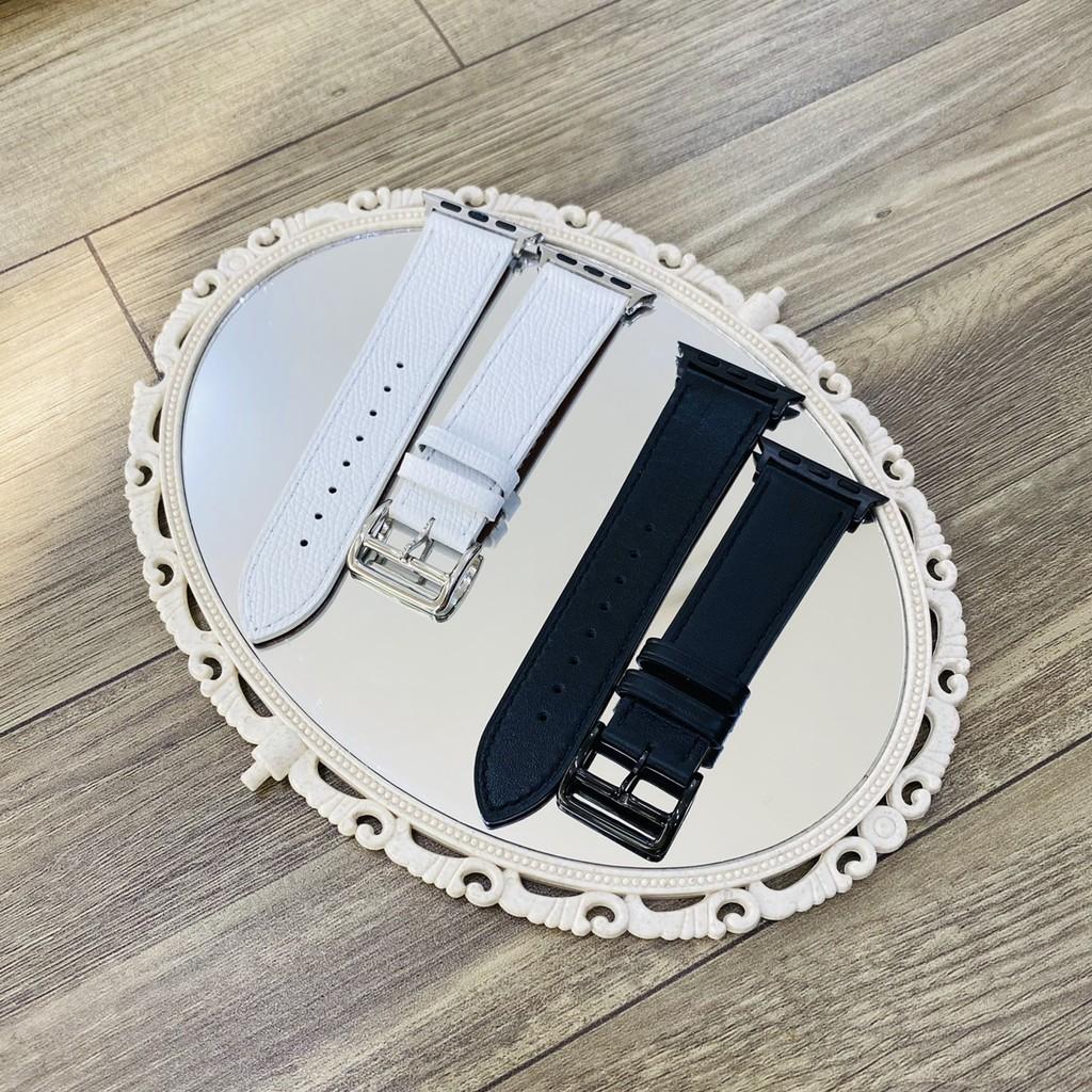 Dây da cực xịn hai màu trắng và đen dành cho apple watch series 1/2/3/4/5/6/se
